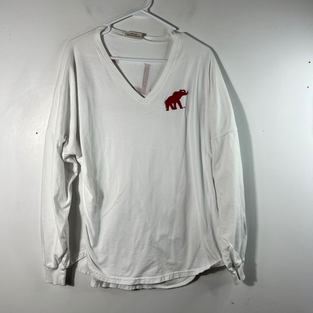 Spirit Jersey University of Alabama Roll Tide V-Neck Long Sleeve Shirt White L
